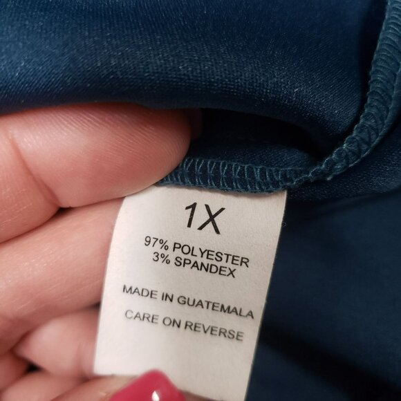 𝅺TEAL Blue Faux Suede Button Up Long Sleeves Blouse Shacket Collared Plus Size - Picture 6 of 9